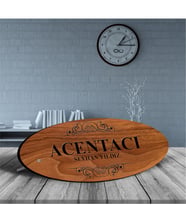 BK Gift Kişiye Özel Mesleki Acentacı Ahşap Oval Masa İsimliği  - 1
