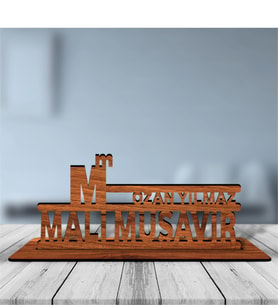 BK Gift Kişiye Özel Mesleki Mali Müşavir Ahşap Masa İsimliği  - 3