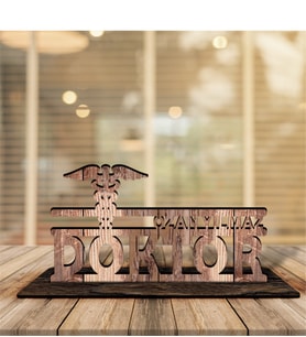 BK Gift Kişiye Özel Mesleki Doktor Ahşap Masa İsimliği  - 2