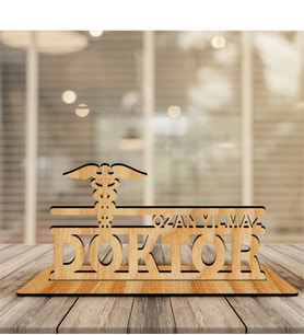 BK Gift Kişiye Özel Mesleki Doktor Ahşap Masa İsimliği  - 5
