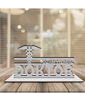 BK Gift Kişiye Özel Mesleki Doktor Ahşap Masa İsimliği  - 6