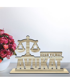 BK Gift Kişiye Özel Mesleki Avukat Ahşap Masa İsimliği  - C5