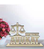 BK Gift Kişiye Özel Mesleki Avukat Ahşap Masa İsimliği  - C5