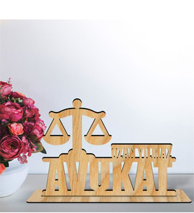 BK Gift Kişiye Özel Mesleki Avukat Ahşap Masa İsimliği  - C3