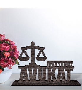 BK Gift Kişiye Özel Mesleki Avukat Ahşap Masa İsimliği  - C2