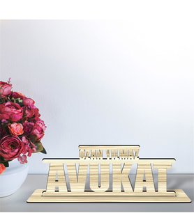 BK Gift Kişiye Özel Mesleki Avukat Ahşap Masa İsimliği  - B4