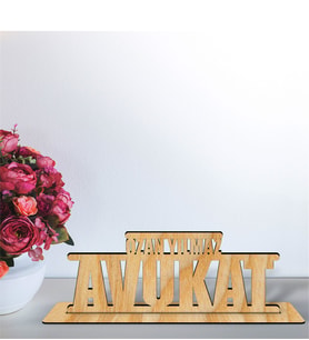 BK Gift Kişiye Özel Mesleki Avukat Ahşap Masa İsimliği  - B2