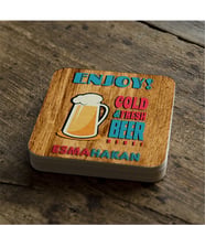 BK Gift Kişiye Özel Beer Tasarımlı Retro Ahşap Bardak Altlığı - 1  (2 Adet)