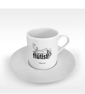 BK Gift Kişiye Özel Mesleki Flütist Türk Kahvesi Fincanı - 1