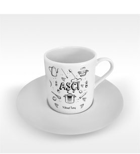 BK Gift Kişiye Özel Mesleki Aşçı Türk Kahvesi Fincanı - 1