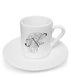BK Gift Kişiye Özel Kaligrafi Harfli Türk Kahvesi Fincanı (Model 2)