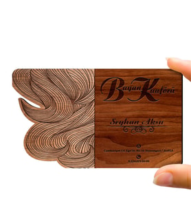 BK Gift Kişiye Özel Mesleki Bayan Kuaförü Ahşap Kartvizit (Model 2-5) 50 ADET