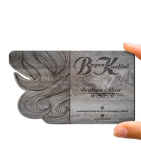 BK Gift Kişiye Özel Mesleki Bayan Kuaförü Ahşap Kartvizit (Model 2-4) 50 ADET