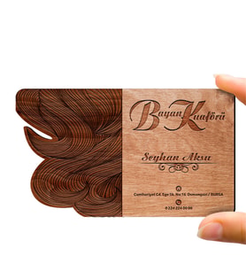 BK Gift Kişiye Özel Mesleki Bayan Kuaförü Ahşap Kartvizit (Model 2-3) 50 ADET