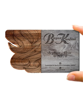 BK Gift Kişiye Özel Mesleki Bayan Kuaförü Ahşap Kartvizit (Model 2-2) 50 ADET