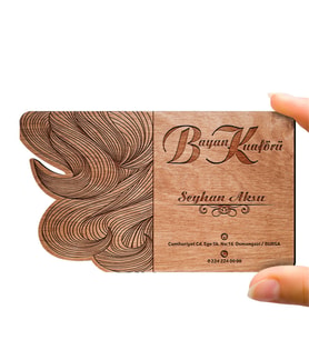 BK Gift Kişiye Özel Mesleki Bayan Kuaförü Ahşap Kartvizit (Model 2-1) 50 ADET