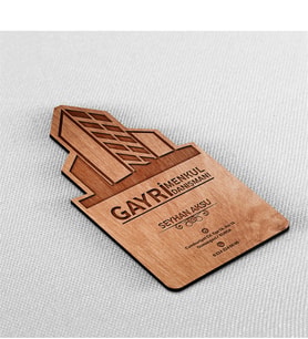BK Gift Kişiye Özel Mesleki Gayrimenkul Danışmanı Ahşap Kartvizit (Model 1-3) 50 ADET
