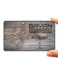 BK Gift Kişiye Özel Mesleki Bayan Kuaförü Ahşap Kartvizit (Model 1-3) 50 ADET