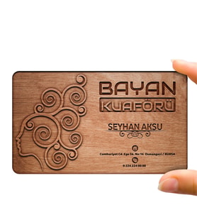 BK Gift Kişiye Özel Mesleki Bayan Kuaförü Ahşap Kartvizit (Model 1-1) 50 ADET