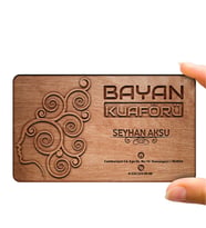 BK Gift Kişiye Özel Mesleki Bayan Kuaförü Ahşap Kartvizit (Model 1-1) 50 ADET