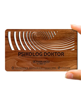BK Gift Kişiye Özel Mesleki Psikolog Doktor Ahşap Kartvizit (Model 1-7) 50 ADET