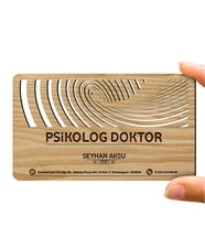 BK Gift Kişiye Özel Mesleki Psikolog Doktor Ahşap Kartvizit (Model 1-6) 50 ADET