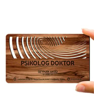 BK Gift Kişiye Özel Mesleki Psikolog Doktor Ahşap Kartvizit (Model 1-4) 50 ADET