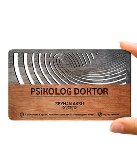 BK Gift Kişiye Özel Mesleki Psikolog Doktor Ahşap Kartvizit (Model 1-3) 50 ADET
