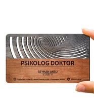 BK Gift Kişiye Özel Mesleki Psikolog Doktor Ahşap Kartvizit (Model 1-3) 50 ADET