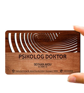 BK Gift Kişiye Özel Mesleki Psikolog Doktor Ahşap Kartvizit (Model 1-2) 50 ADET