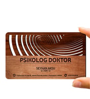 BK Gift Kişiye Özel Mesleki Psikolog Doktor Ahşap Kartvizit (Model 1-2) 50 ADET