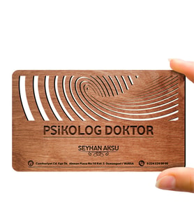 BK Gift Kişiye Özel Mesleki Psikolog Doktor Ahşap Kartvizit (Model 1-1) 50 ADET