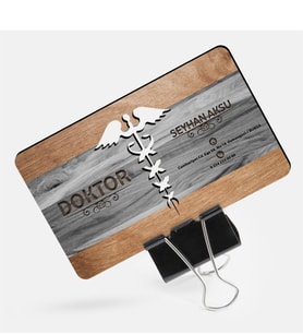 BK Gift Kişiye Özel Mesleki Doktor Ahşap Kartvizit (Model 7-5) 50 ADET