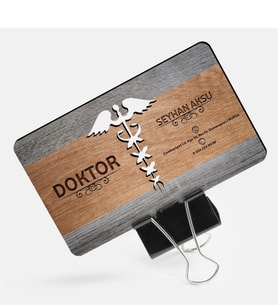 BK Gift Kişiye Özel Mesleki Doktor Ahşap Kartvizit (Model 7-4) 50 ADET