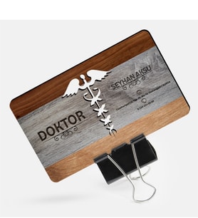 BK Gift Kişiye Özel Mesleki Doktor Ahşap Kartvizit (Model 7-3) 50 ADET