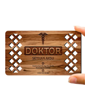 BK Gift Kişiye Özel Mesleki Doktor Ahşap Kartvizit (Model 5-6) 50 ADET
