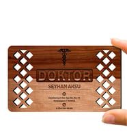 BK Gift Kişiye Özel Mesleki Doktor Ahşap Kartvizit (Model 5-5) 50 ADET