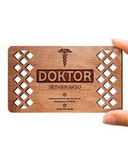 BK Gift Kişiye Özel Mesleki Doktor Ahşap Kartvizit (Model 5-2) 50 ADET