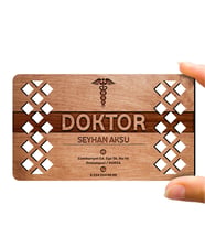 BK Gift Kişiye Özel Mesleki Doktor Ahşap Kartvizit (Model 5-1) 50 ADET