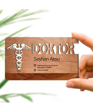 BK Gift Kişiye Özel Mesleki Doktor Ahşap Kartvizit (Model 4) 50 ADET