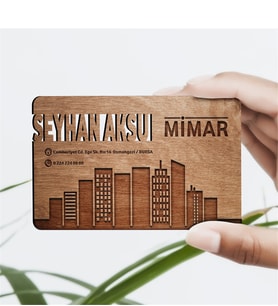 BK Gift Kişiye Özel Mesleki Mimar Ahşap Kartvizit (Model 3) 50 ADET