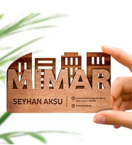 BK Gift Kişiye Özel Mesleki Mimar Ahşap Kartvizit (Model 2) 50 ADET