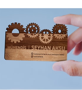 BK Gift Kişiye Özel Mesleki Mühendis Ahşap Kartvizit (Model 1) 50 ADET