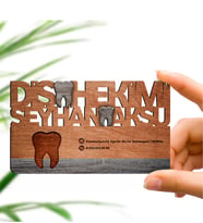 BK Gift Kişiye Özel Mesleki Diş Hekimi Ahşap Kartvizit (Model 4) 50 ADET