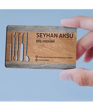 BK Gift Kişiye Özel Mesleki Diş Hekimi Ahşap Kartvizit (Model 2) 50 ADET