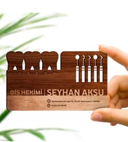 BK Gift Kişiye Özel Mesleki Diş Hekimi Ahşap Kartvizit (Model 1) 50 ADET