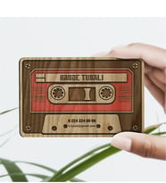 BK Gift Kişiye Özel Ahşap Kaset Tasarımlı Sosyal Kartvizit (Model 2B) 50 ADET