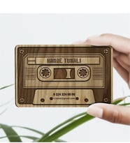 BK Gift Kişiye Özel Ahşap Kaset Tasarımlı Sosyal Kartvizit (Model 1B) 50 ADET
