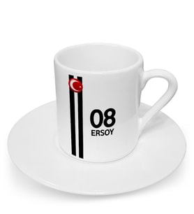 BK Gift Kişiye Özel Siyah Beyaz Tasarımlı Türk Kahvesi Fincanı - Model 1