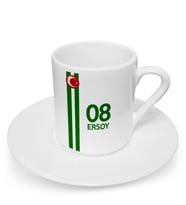 BK Gift Kişiye Özel Yeşil Beyaz Tasarımlı Türk Kahvesi Fincanı - Model 1